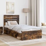  Okvir za krevet s uzglavljem Dimljeni hrast 90 x 200 cm | shoptok.hr