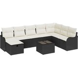 vidaXL Set vrtnih sofa od 9 dijelova s jastučićima crni poli ratan, Kauč za vrt od 2 sjedala s jastučićima crni poli ratan | shoptok.hr