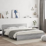  Okvir kreveta s uzglavljem LED siva boja hrasta 200x200 cm | shoptok.hr