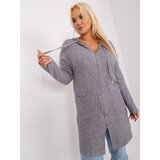 Fashion Hunters Grey long sweater of a larger size with a zipper | Shoptok.si