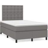 vidaXL Box spring postelja z vzmetnico LED temno siva 120x190 cm blago | Shoptok.si