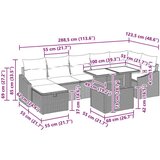 vidaXL 8-delni vrtni kavč set z blazinami svetlo siva poly ratan | Shoptok.si