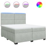 vidaXL Box spring postelja z vzmetnico svetlo siva 200x200 cm žamet, (21306889) Cene