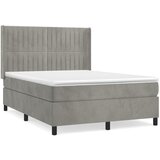 The Living Store Box spring postelja z vzmetnico svetlo siv 140x190 cm žamet - Box Spring Postelja, (21491890) | Shoptok.si