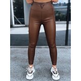 DStreet Legginsy damskie woskowane VALENTIS z wysokim stanem czekoladowe Cijene
