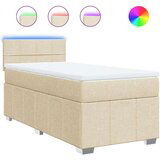vidaXL Box spring postelja z vzmetnico krem 90x190 cm blago, (21309957) | Shoptok.si