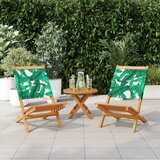 Maison Chic Vrtni stoli - Stol za vrt 2 kosa vzorec listja trden akacijev les in blago JS1357, (21877321) | Shoptok.si