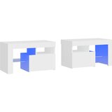 Noćni ormarići 2 kom s LED svjetlima bijeli 70 x 36,5 x 40 cm | shoptok.hr