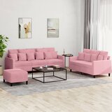  3-dijelni set sofa s jastucima ružičasti baršunasti Cene