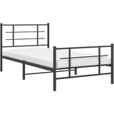  Metalni okvir kreveta uzglavlje i podnožje crni 107x203 cm | shoptok.hr