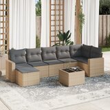 vidaXL 8-dijelni set vrtnih sofa od poliratana s jastucima bež Cijene