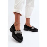 Zazoo 3419 Women's Suede Moccasins with Decorative Strap Black Cene