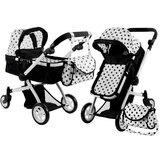  Kolica za lutke Alice s torbom 2u1 - crno/bijela | shoptok.hr