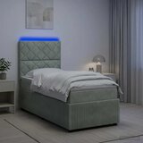  LED okvir za krevet s madracem Svjetlosiva 90 x 190 cm Baršun - Svjetlosiva Jjedan Dizajn s rombovima | shoptok.hr