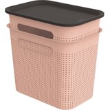 Rotho Svetlo rožnate plastične škatle za shranjevanje v kompletu 2 ks s pokrovom 18,5x27x26 cm Brisen – Cene