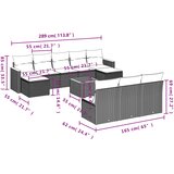 11-dijelni set vrtnih sofa od poliratana s jastucima crni | shoptok.hr