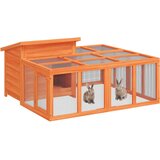  Kavez za zečeve smeđi 144 x 123 x 67,5 cm od masivne borovine | shoptok.hr