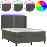  box spring s madracem LED tamnosivi 140x200 cm baršun | shoptok.hr