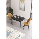 Hanah home trpezarijski set Nil, sto i 2 stolice, ploča u dekoru crnog mermera, kapućino tkanina Babyface | Eponuda.com