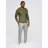 Ombre Structured men's sweater with round neckline - olive | shoptok.hr