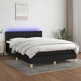  Krevet box spring s madracem LED crni 140x190 cm od tkanine | shoptok.hr