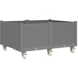 vidaXL Cvetlično korito s kolesi svetlo sivo 100x80x54cm PP, (21144375) | Shoptok.si