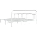  Metalni okvir za krevet s uzglavljem bijeli 193x203 cm | shoptok.hr