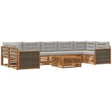 vidaXL Zunanja garnitura za sedenje 8 pcs Naravna in svetlo siva, (5000281866) | Shoptok.si