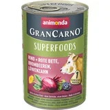 GranCarno Adult Superfoods 6 x 400 g - Govedina + cikla, kupine, maslačak