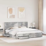  Krevetna konstrukcija s ladicama Betonski sivi 200 x 200 cm | shoptok.hr