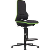 bimos Vrtljiv delovni stol ESD NEON, z drsniki in oporo, stalen stik, blago, zelen prilagodljiv trak | Shoptok.si