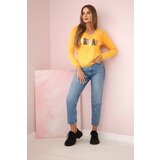 Kesi Women's sweatshirt with a sequin inscription mustard | Shoptok.si