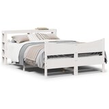 Maison Chic Posteljni okvir - Dvoposteljna postelja - Zakonska postelja z vzglavjem bel 160x200 cm trdna borovina, (21694418) | Shoptok.si