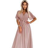 numoco basic Long dress with a pleated neckline and Numoco ties | Shoptok.si