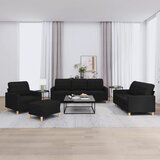 vidaXL 4-dijelni set sofa s jastucima crni od tkanine Cijene
