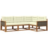 vidaXL Zunanja garnitura za sedenje z blazino 4 pcs Naravna in smetana, (5000281012) | Shoptok.si