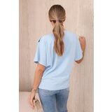 Kesi Cotton blouse with a decorative bow in blue color | shoptok.hr