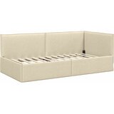  Kutni okvir kreveta s uzglavljem Krema 100 x 200 cm tkanina | shoptok.hr