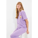 Trendyol Lilac Printed Knitted Pajamas Set | Shoptok.si