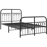  Metalni okvir kreveta uzglavlje i podnožje crni 120x200 cm | shoptok.hr