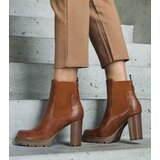 Gemre Brown slip-on block heel ankle boots in eco-leather Motena | shoptok.hr