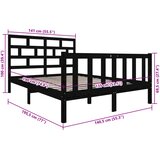  Okvir za krevet od masivne borovine crni 135x190 cm bračni | shoptok.hr
