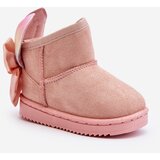 Boto Girl's Padded Snow Boots with Ribbons Pink Meriva | Shoptok.si