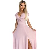 Numoco Women's Glittering Long Dress with Neckline CRYSTAL - Pink | ePonuda.com