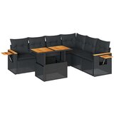 vidaXL Vrtna sedežna garnitura z blazinami 6-delna črn ratan/akacija | Shoptok.si