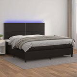  Box spring postelja z vzmetnico LED črna 200x200cm umetno usnje, (20725358) | Shoptok.si