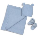Interbaby Set prekrivač, kapica i papučice Plavo | shoptok.hr