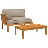  Set sofe s jastukom 2 pcs Sivo-smeđa Čvrsto drvo akacije | shoptok.hr