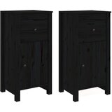 Maison Chic Komoda - Predalnik 2 kosa črna 40x35x80 cm trdna borovina, (21719721) | Shoptok.si
