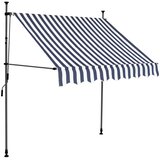 Tenda na ručno uvlačenje s LED svjetlima 200 cm plavo-bijela | shoptok.hr